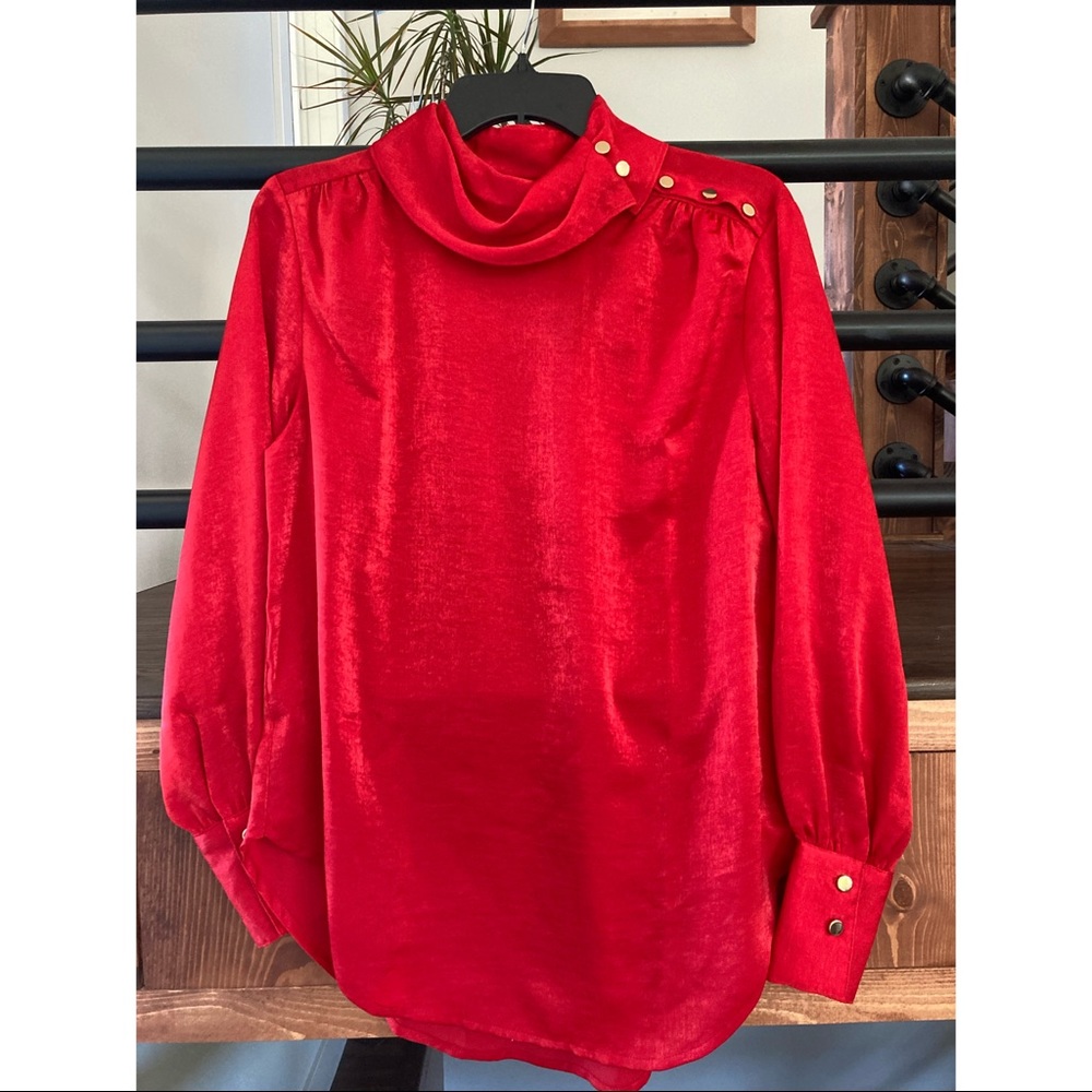 Worthington Red Satin Longsleeve Shirt